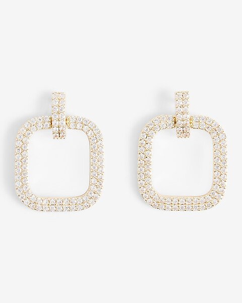 Rhinestone Embellished Mini Doorknocker Earrings | Express
