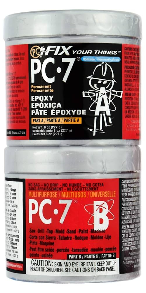 PC Products PC-7 Epoxy Adhesive Paste, Two-Part Heavy Duty, 1/2lb in Two Cans, Charcoal Gray 8777... | Amazon (US)