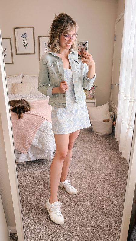 Active dress, spring dress, spring ootd, casual outfit, casual spring outfit, denim jacket, butterfly claw clips, Walmart fashion finds, Amazon claw clips

#LTKunder50 #LTKsalealert #LTKstyletip
