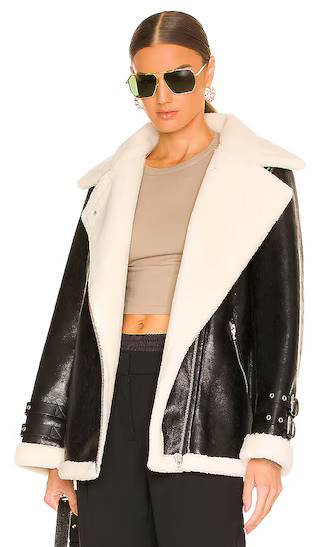 Cian Moto Jacket in Black & Beige | Revolve Clothing (Global)