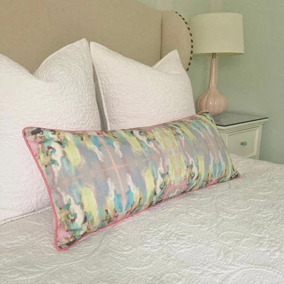 High-end Laura Park Lemonade Stand/thibaut Blossom Pink Lumbar - Etsy | Etsy (US)