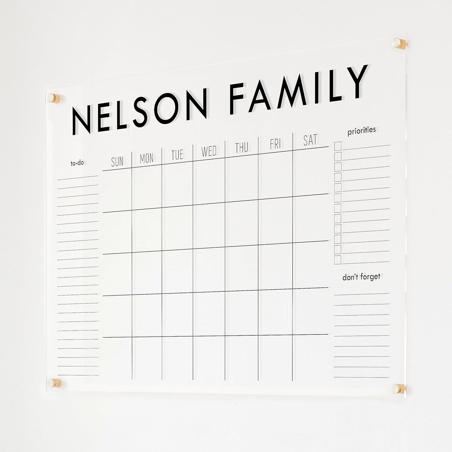 Large Acrylic Calendar, Dry Erase Monthly Acrylic Calendar, Dry Erase Wall Calendar | Amazon (US)