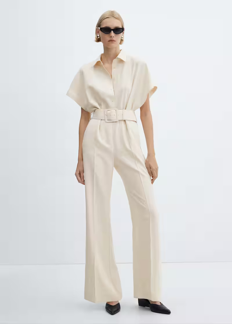 Belt long jumpsuit -  Women | Mango USA | MANGO (US)