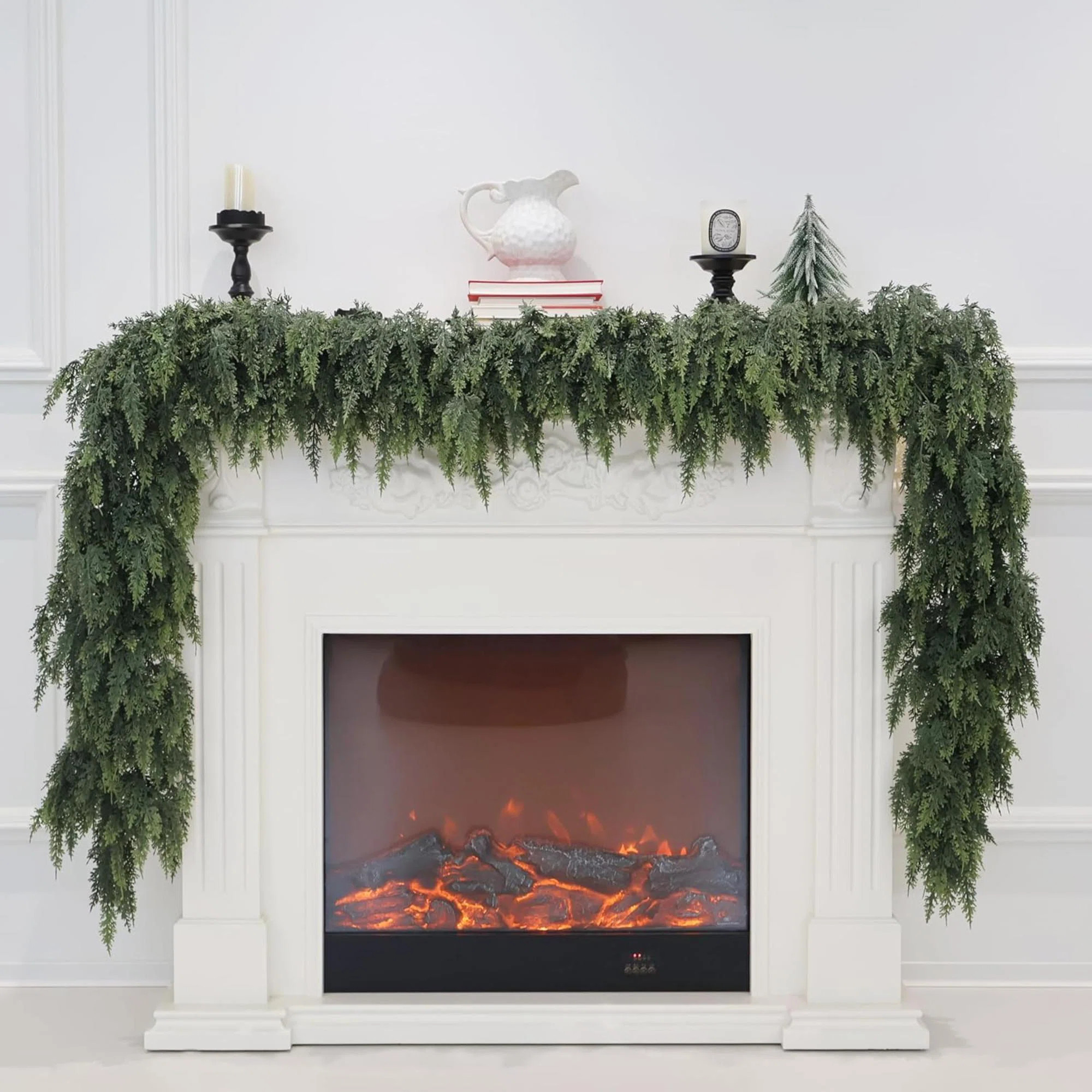 Christmas Cedar Garland Artificial Real Touch Thickness Realistic Greenery Pine Garland For Mantle Fireplace Outdoor Indoor Christmas Decorations | Wayfair North America