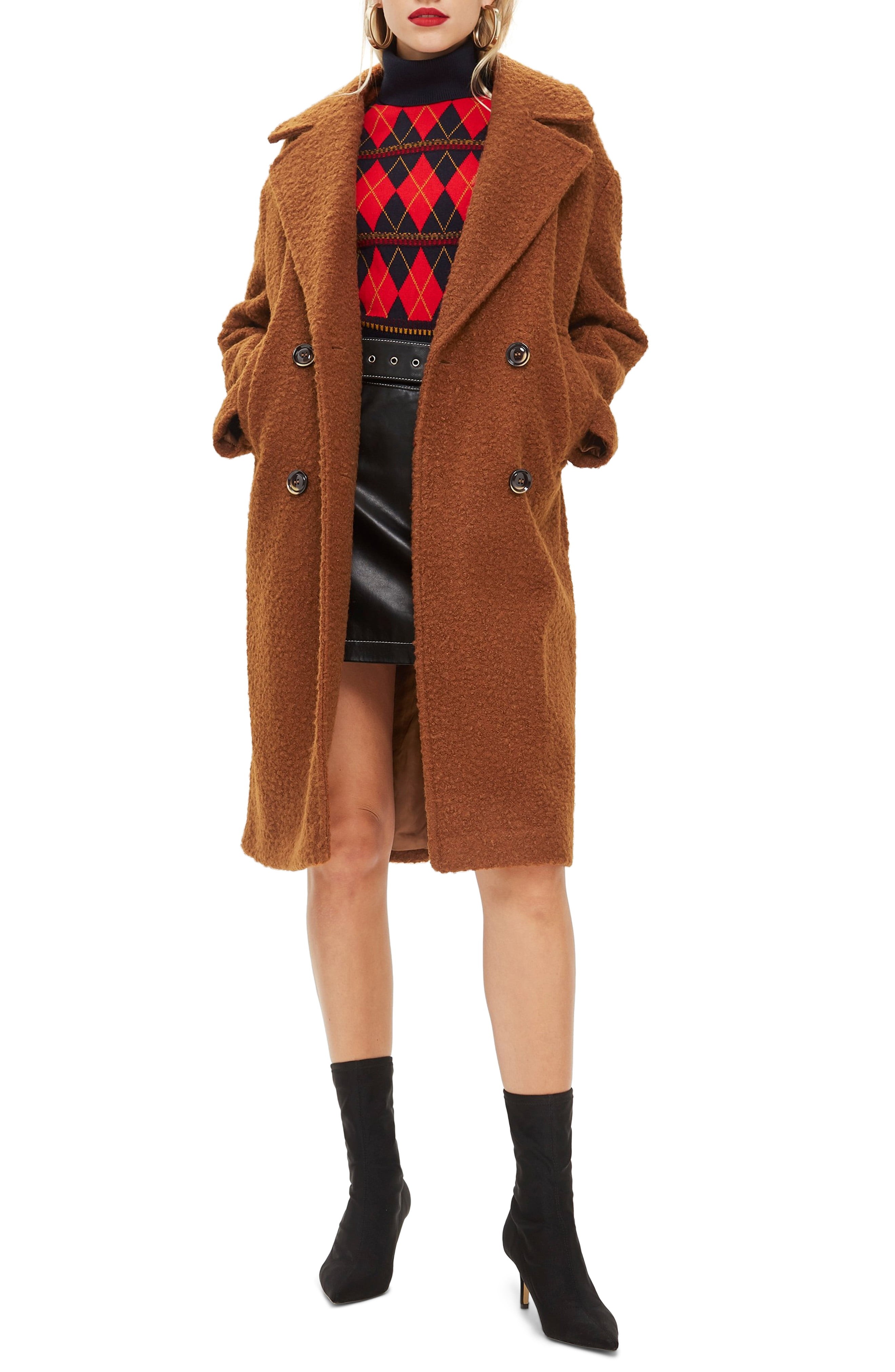Topshop Bouclé Button Front Coat | Nordstrom