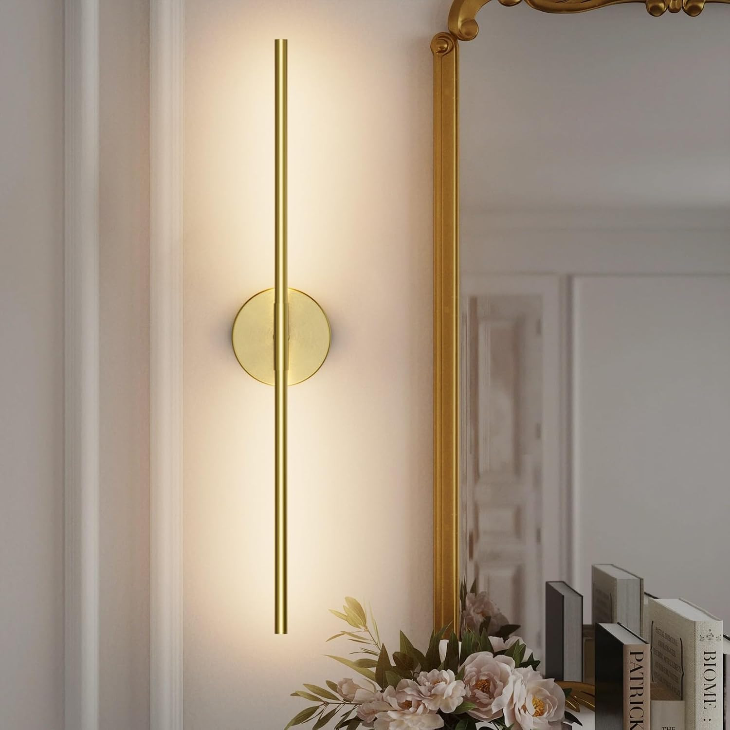 28In Gold Bathroom Vanity Light Fixtures Over Mirror Hardwired ED 360° Rotatable Modern Bathroom Sconces 3000K Warm Light | Amazon (US)