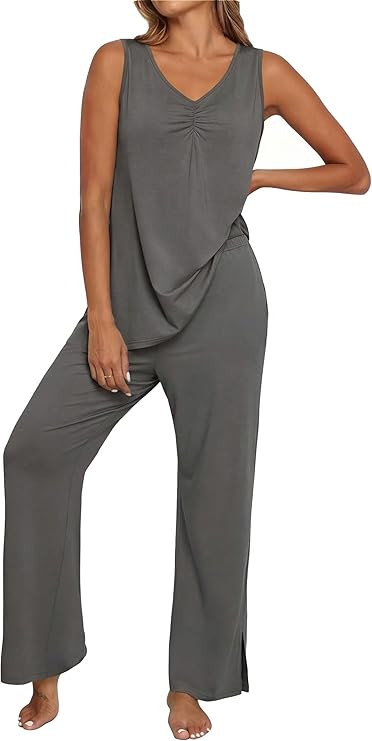 PrinStory Womens Pajama Sets 2 Piece Comfy Pjs Lounge Set S-3XL | Sleeveless Tops and Pants with ... | Amazon (US)
