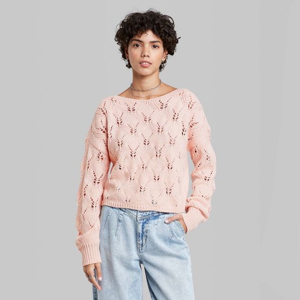 Women's Boat Neck Pointelle Knit Pullover Sweater - Wild Fable™ | Target