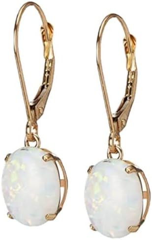 Amazon Collection 14k Gold 8 x 10mm Oval Gemstone Dangle Earrings for Women with Leverbacks | Amazon (US)