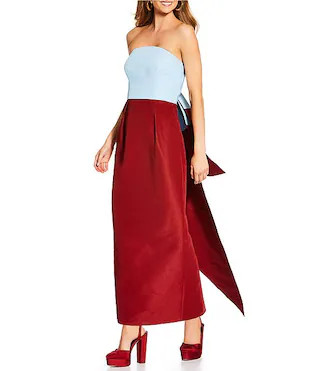 x The Nat Note Delfina Color Block Taffeta Strapless Sheath Bow Maxi Dress | Dillard's