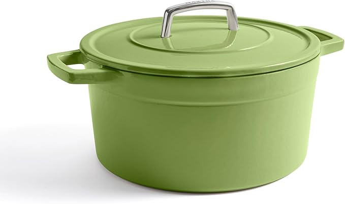 Martha by Martha Stewart 7 QT European Enameled Cast Iron Dutch Oven w/Lid - Bay Leaf | Amazon (US)