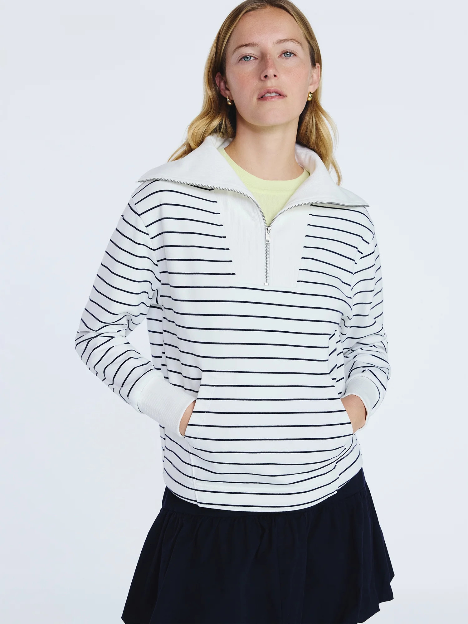 Free Assembly Women's and Women's Plus Sailor Collar Sweatshirt with Long Sleeves, Sizes XS-4X | Walmart (US)