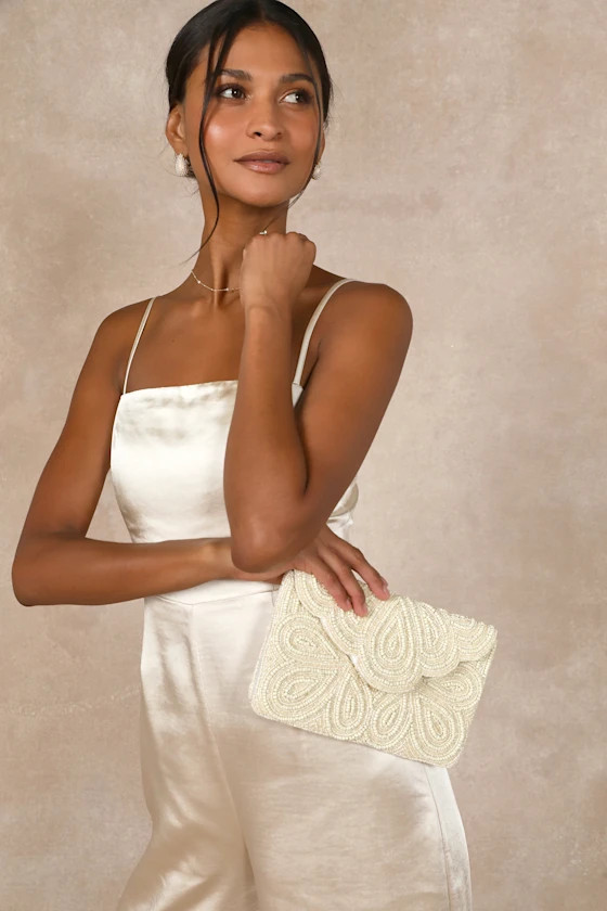 Stunning Addition White Beaded Clutch | Lulus