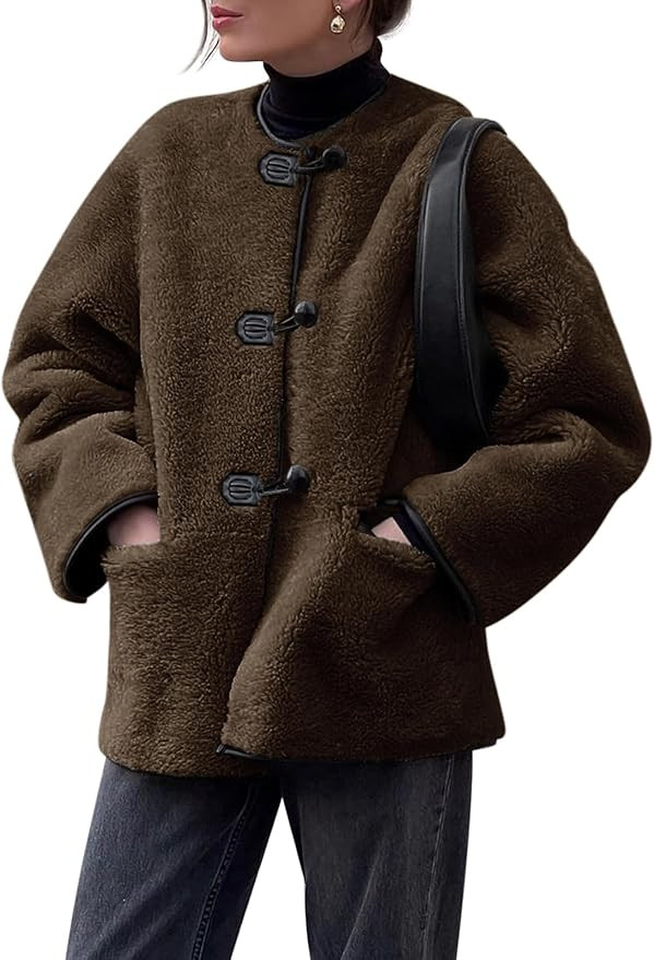 Cicy Bell Womens Faux Fur Jacket Fuzzy Coat Long Sleeve Button Front Warm Winter Outerwear with P... | Amazon (US)