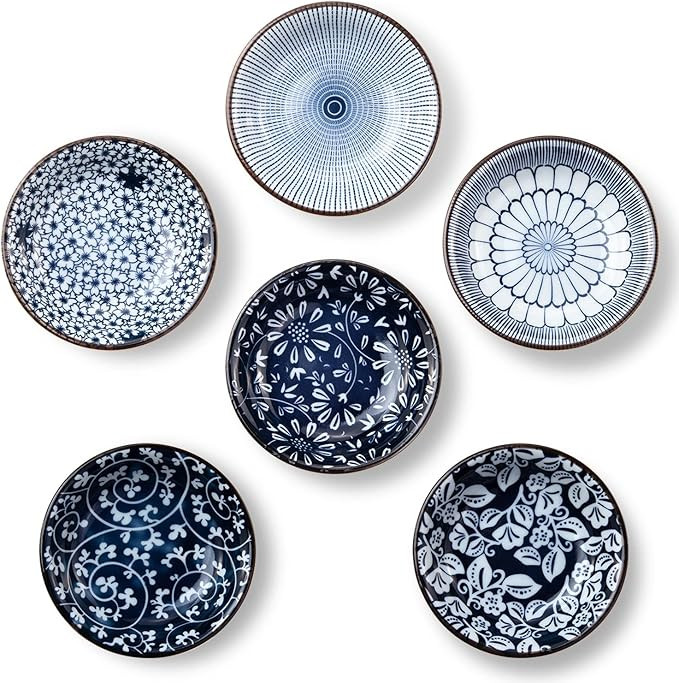 Dipping Bowls, Soy Sauce Dish Ceramic, 3 OZ Small Serving Bowls for Side Dishes Vintage Blue Styl... | Amazon (US)