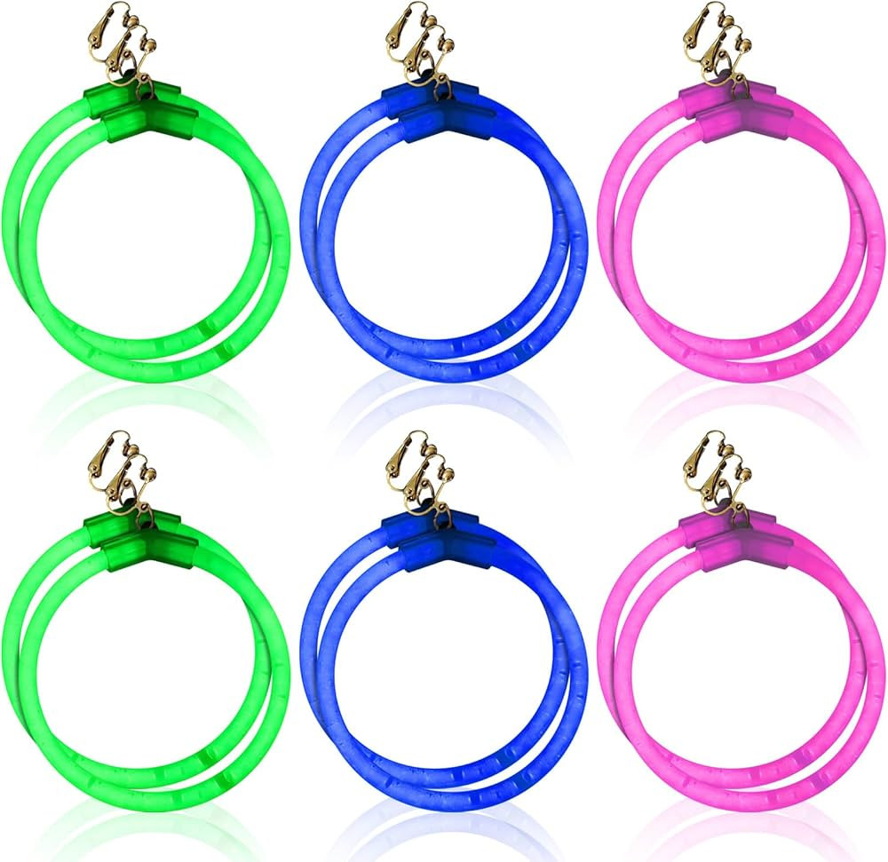 12 Packs Glow Hoop Earrings Glow Sticks Glow in the Dark Party Supplies Halloween Party Decoratio... | Amazon (US)