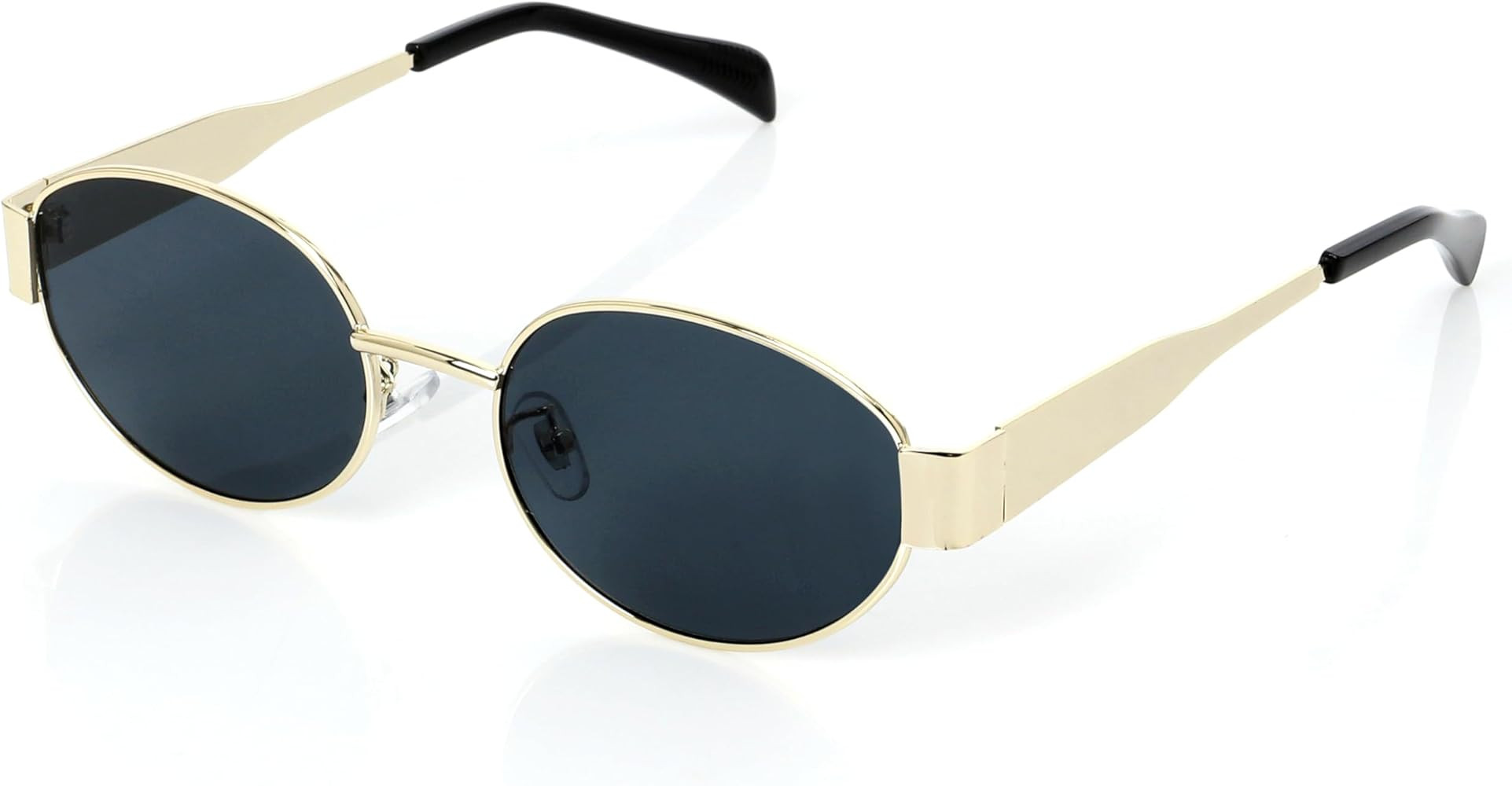 Koean Retro Oval Sunglasses for Women, Trendy, Classic Shades, UV400 Protection, Gold/Grey Lens | Amazon (US)