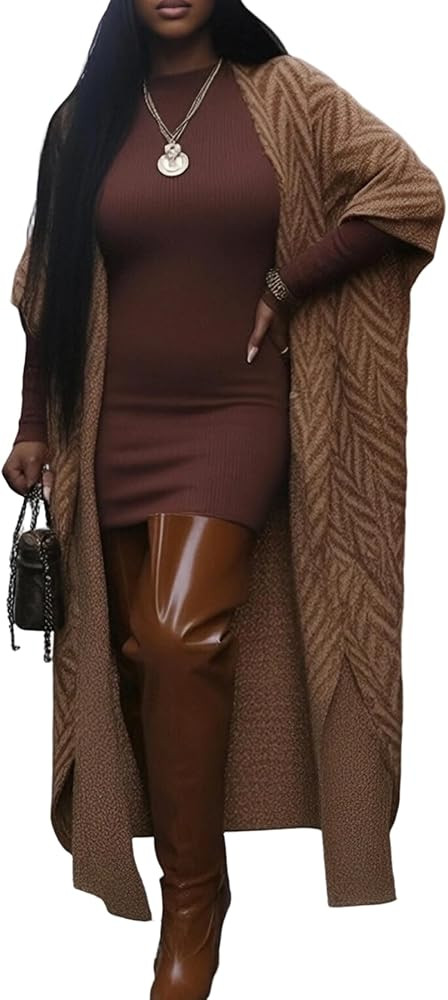 Ptorlio Womens Striped Long Cardigan Sweater Fall Plus Size Lightweight Open Front Cozy Cardigans... | Amazon (US)