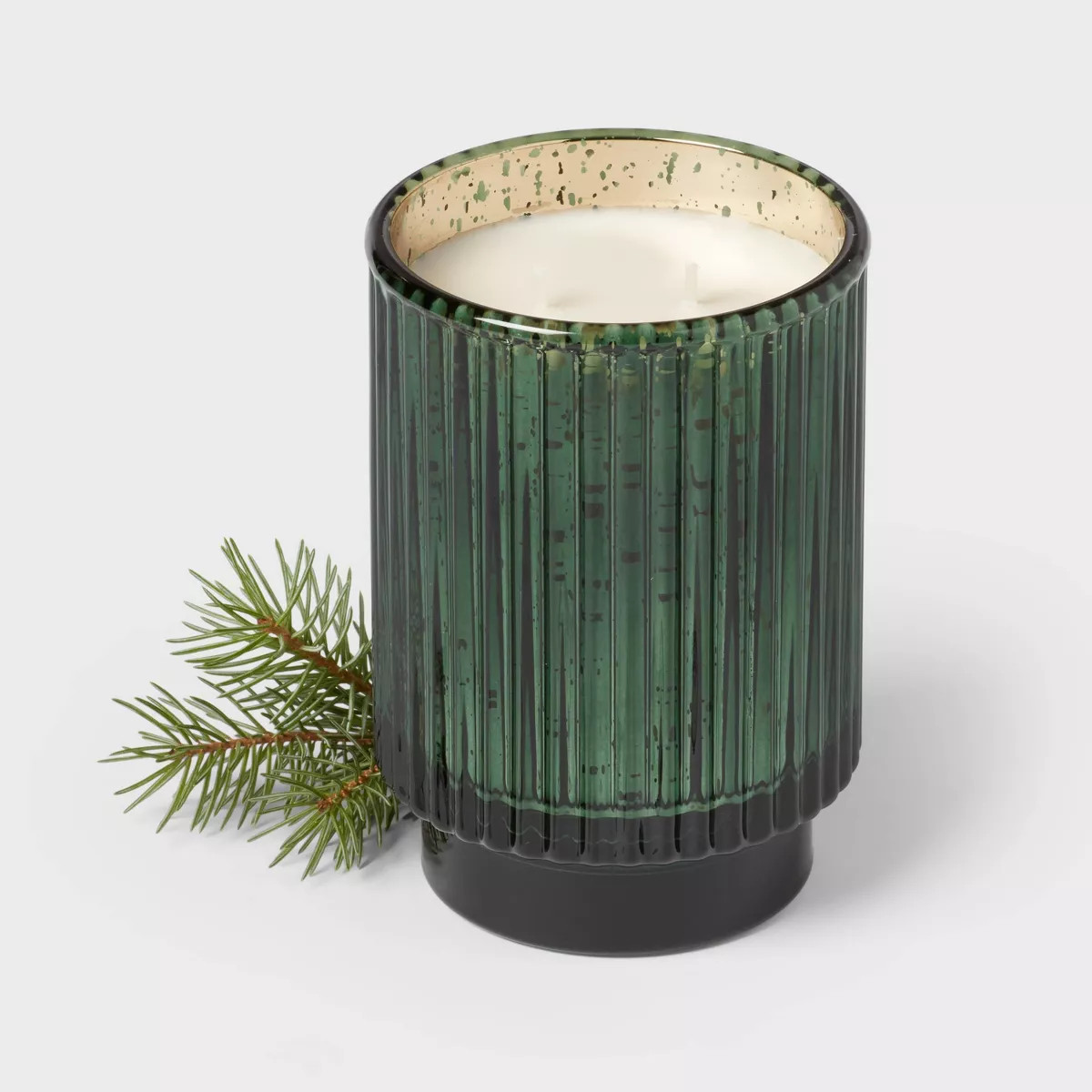19oz Mercury Footed Ribbed Glass with Dustcover Green/Forest Fir - Threshold™ | Target