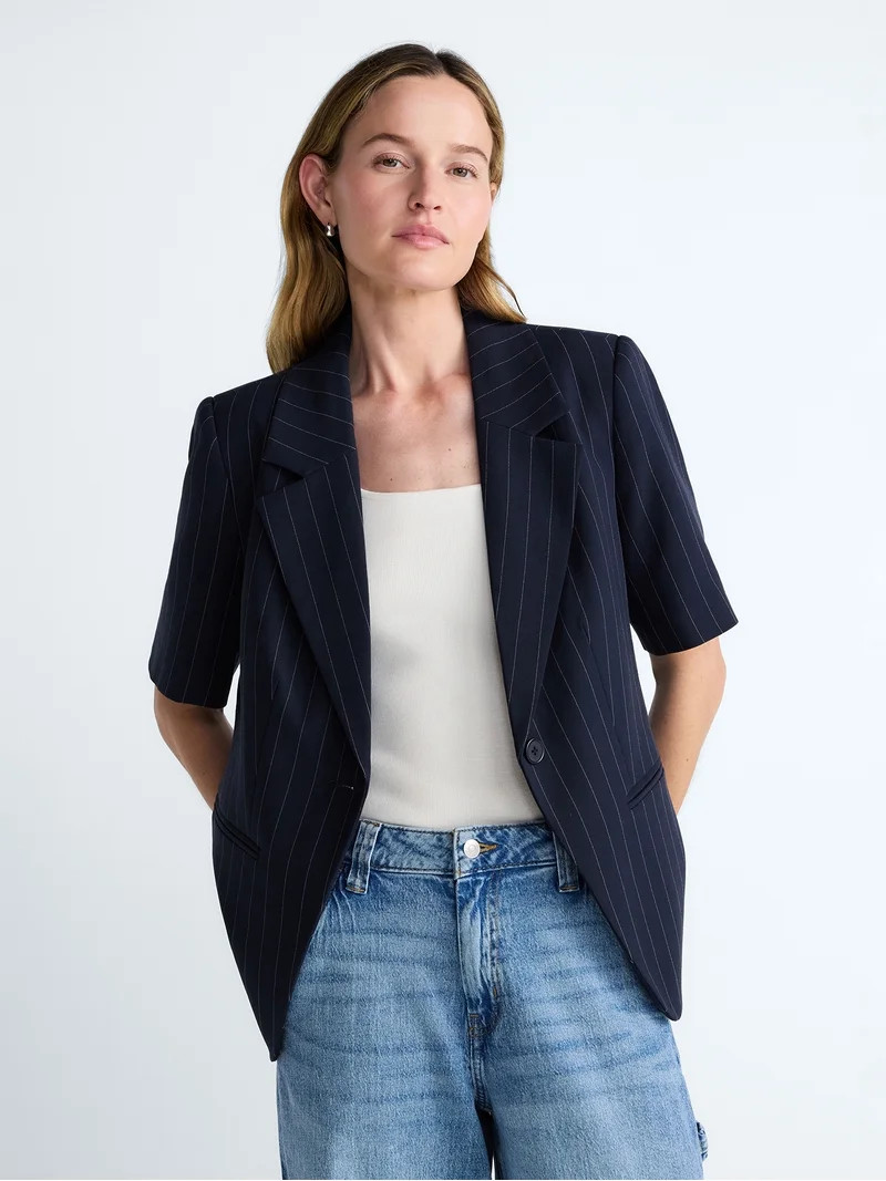 Scoop Women's and Women's Plus Short Sleeve Boxy Blazer, Sizes XS-4X | Walmart (US)