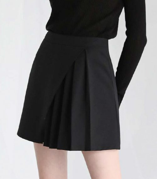 HALF PLEATS MINI SKIRT BLACK | Musinsa Global