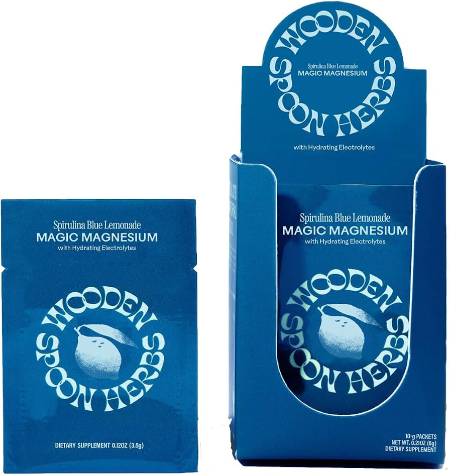 Wooden Spoon Herbs Magic Magnesium Citrate Sachets Drink Mix (Blue Lemonade) | 200mg Sea-Sourced ... | Amazon (US)