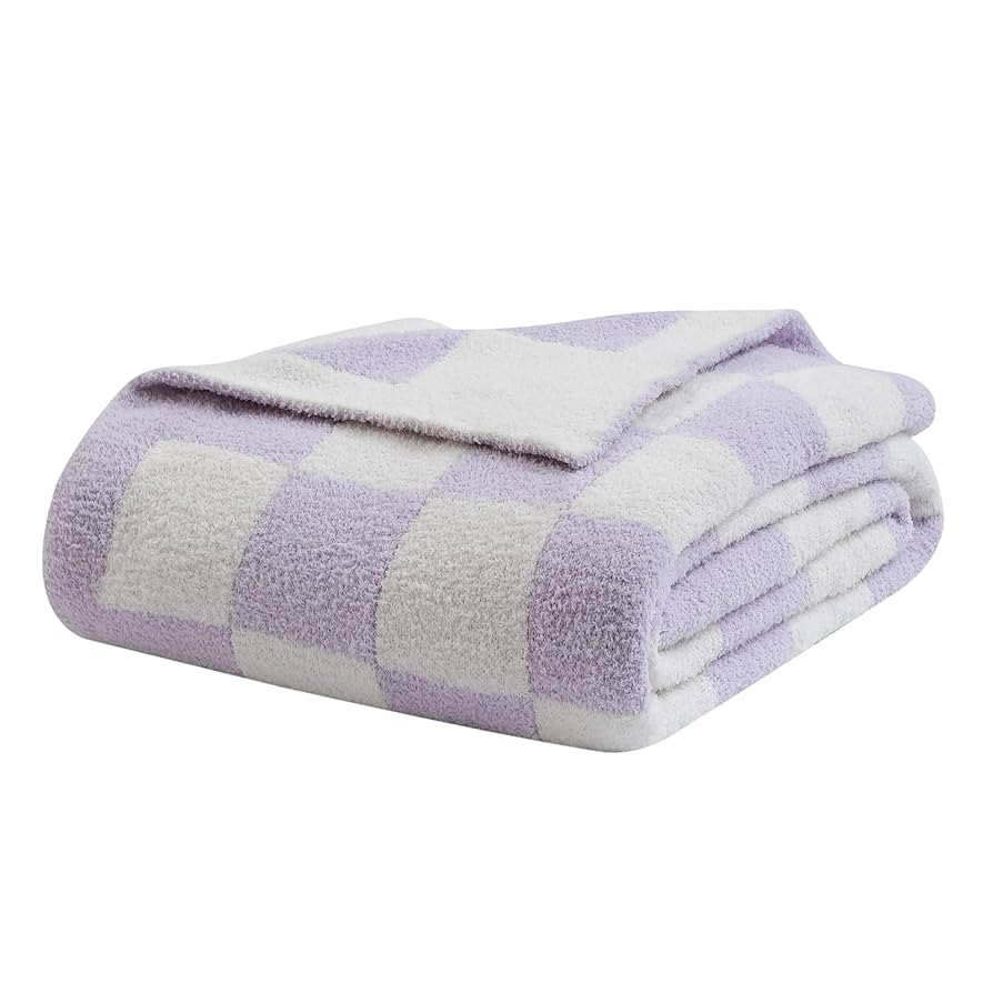 bearberry Fuzzy Checkerboard Grid Throw Blanket Soft Cozy Warm Microfiber All Season Blanket Deco... | Amazon (US)