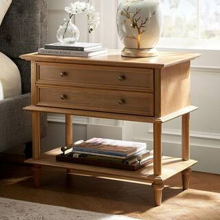 Constantin Oak 1-Drawer 28.4 in. W Nightstand with Built-In Outlets and USB Ports | The Home Depot