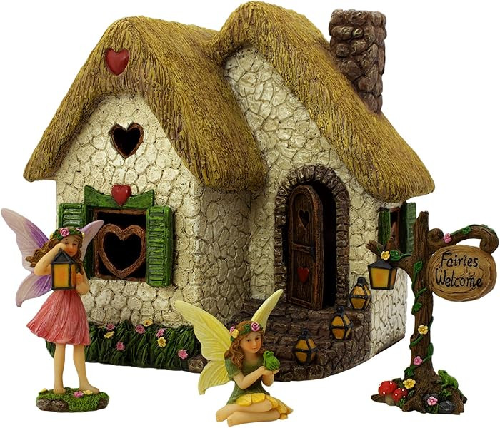 PRETMANNS Fairy House Kit - Fairy Garden Accessories for Outdoor Miniature Village Decor, with Fa... | Amazon (US)