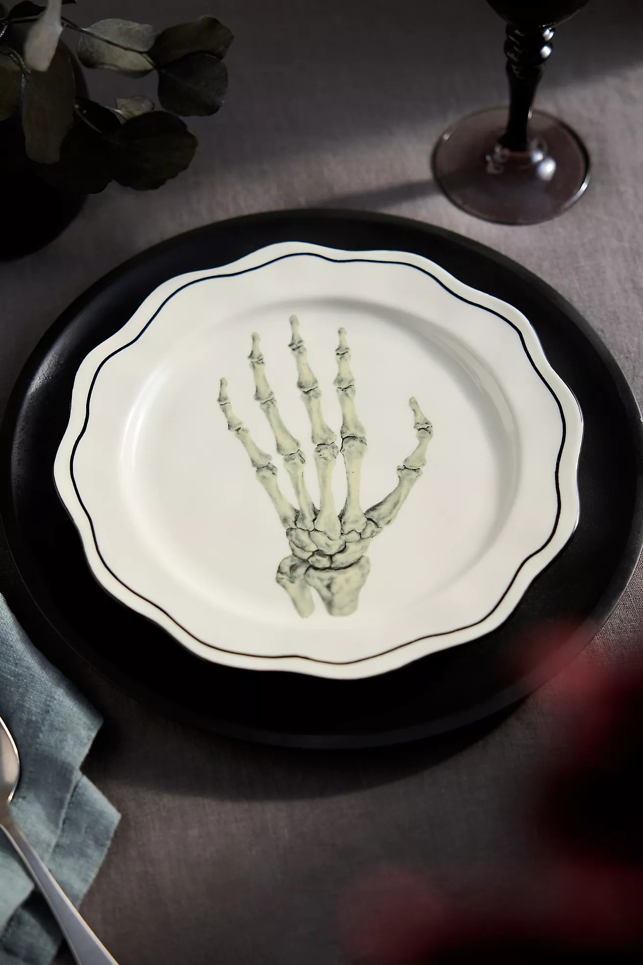 Skeleton Hand Stoneware Plate | Anthropologie (US)