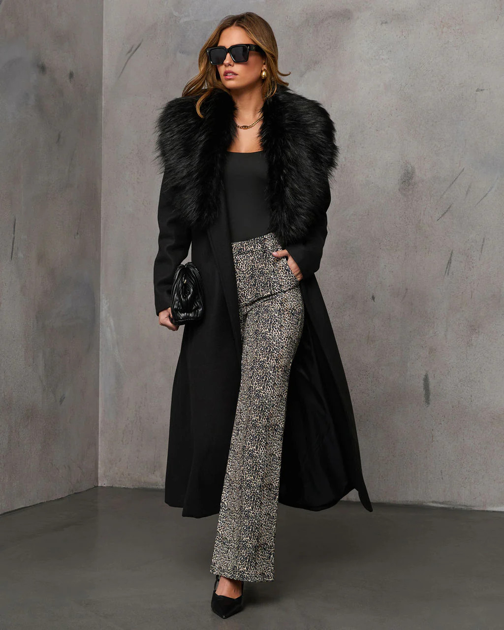 Frederica Pocketed Faux Fur Collar Coat | VICI