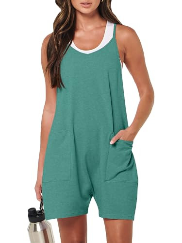 ANRABESS Womens Rompers Summer Casual Loose Sleeveless Overalls Spaghetti Strap Shorts Jumpsuit 2026 Beach Vacation Clothes Small | Amazon (US)