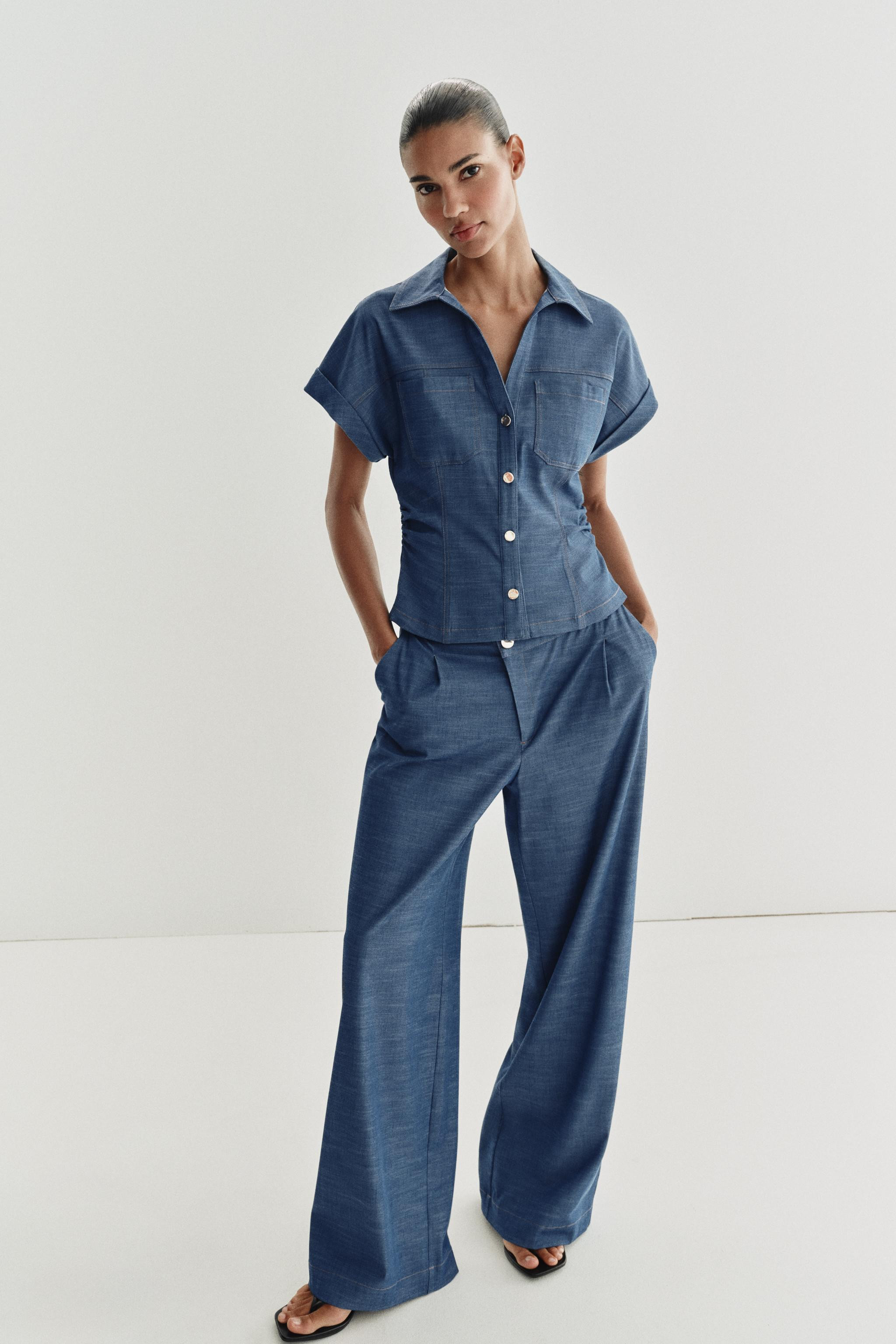 WRAP WAIST WIDE LEG PANTS | Zara US