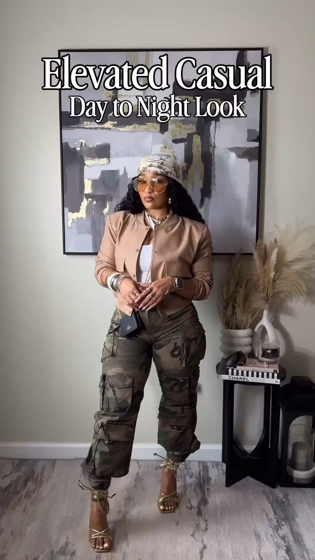 A day to night look featuring these amazing camo pants, a white top and a khaki jacket for those chilly spring nights. This look is great for food / wine festivals, and daytime dilly dallying. At night, simply throw on your heels and you’re ready for girls night out! 
Jacket: Small
Pants and Top: Medium

#LTKootd #LTKgrwm #LTKSeasonal