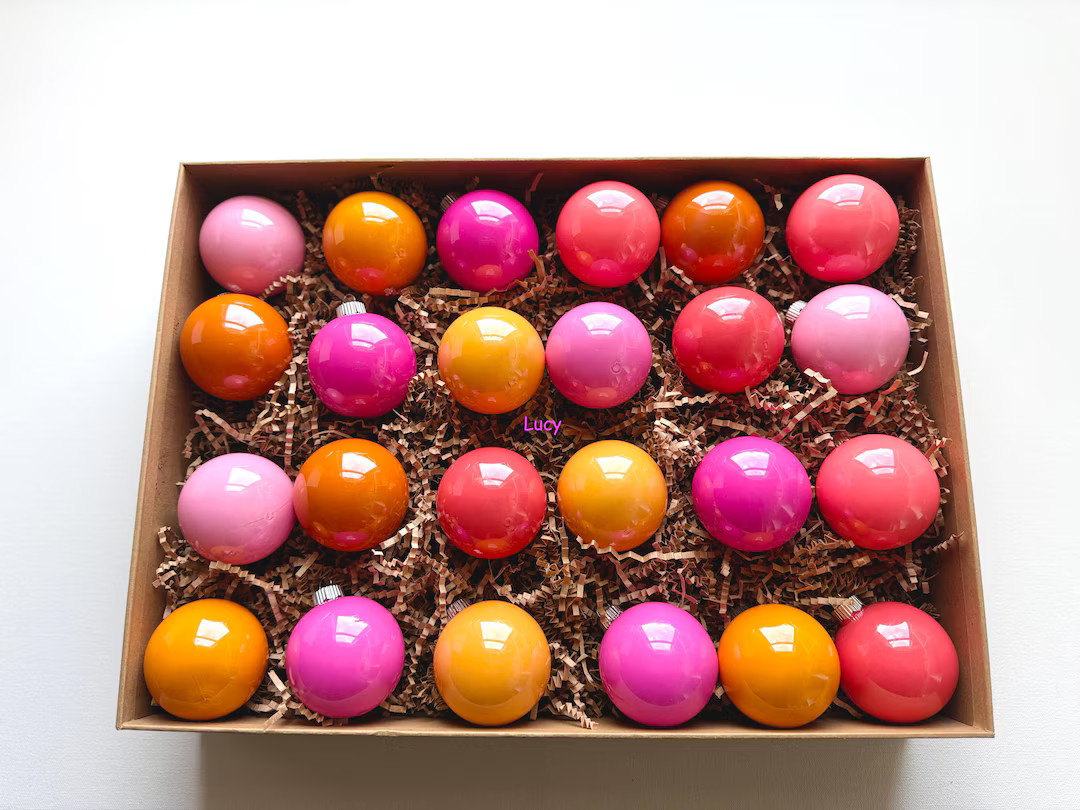 Hand-painted Shatterproof Christmas Ornaments: Sunset Colors, Set of 24 2.36 Inches - Etsy | Etsy (US)