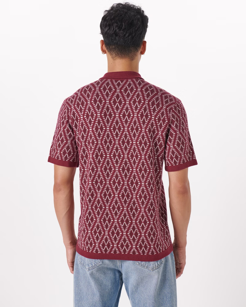 Men's Argyle Johnny Collar Sweater Polo | Men's Tops | Abercrombie.com | Abercrombie & Fitch (US)