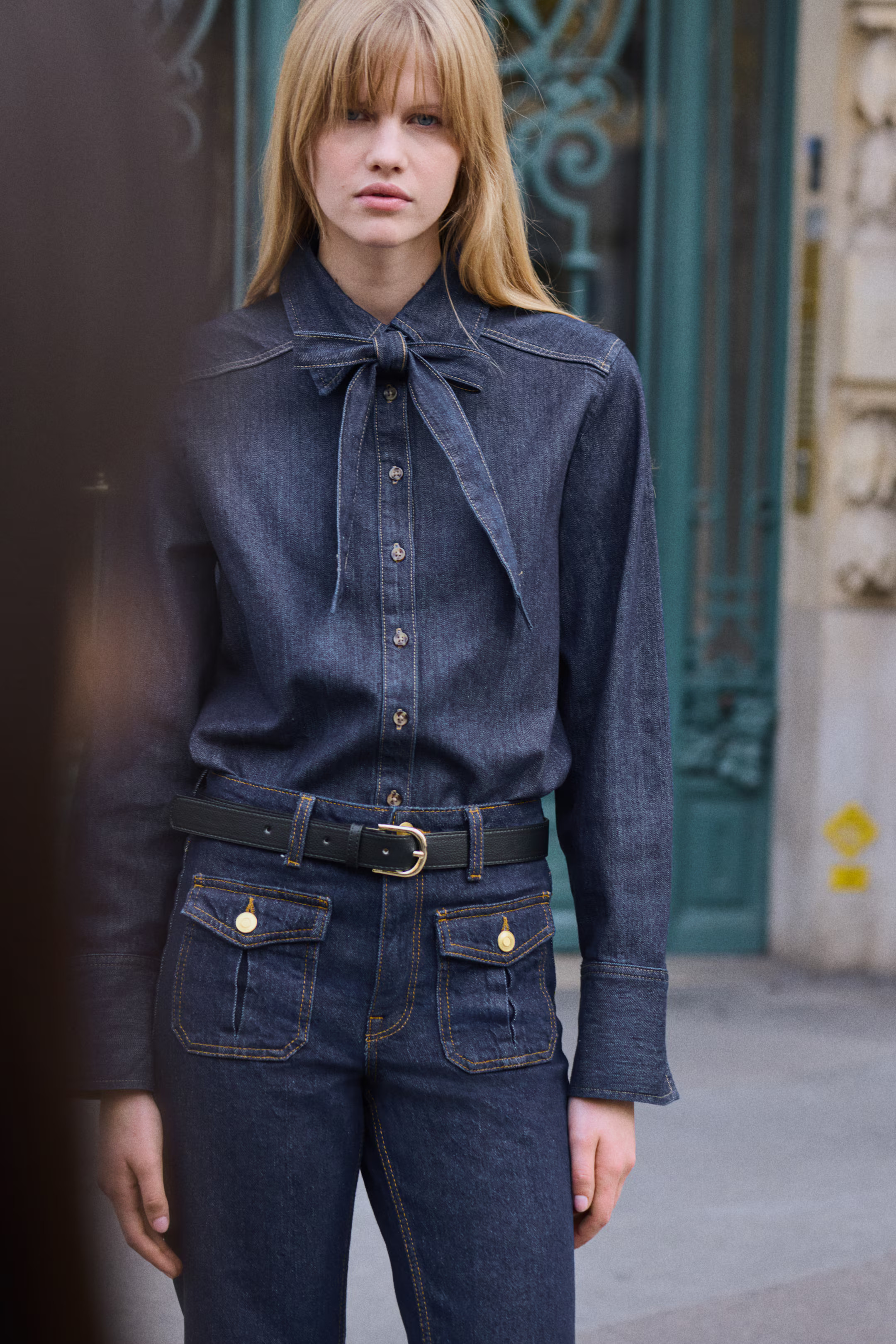 Bow-Detail Denim Blouse | H&M (US + CA)