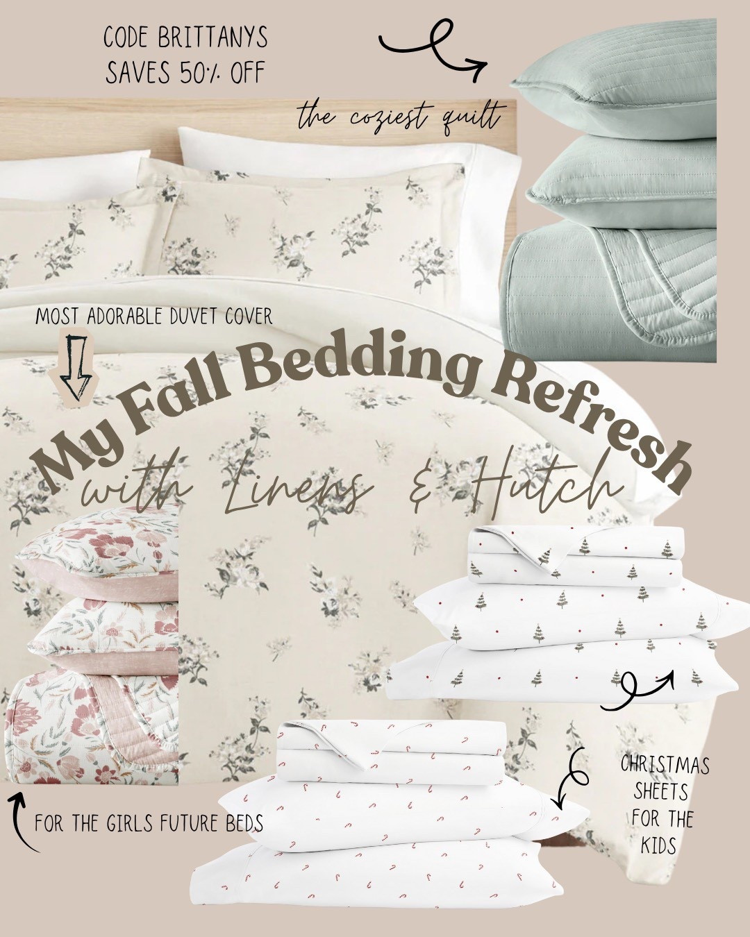 Code: BRITTANYS will save you 50% off at Linens and Hutch! I’m obsessed with my new bedding for fall. So cozy & dreamy #fall #bedding #home #decor 