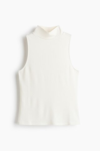 H & M - Ribbed turtleneck top - Ivory | H&M (US, CA, MX)