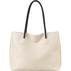 Milan Chiva Tote Bag for Women with Zipper Large Ostrich Vegan Leather Shoulder Purses and Handba... | Amazon (US)