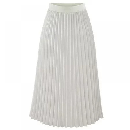 Women s High Waist Pleated Skirt A line Swing Midi Skirt (White) | Walmart (US)