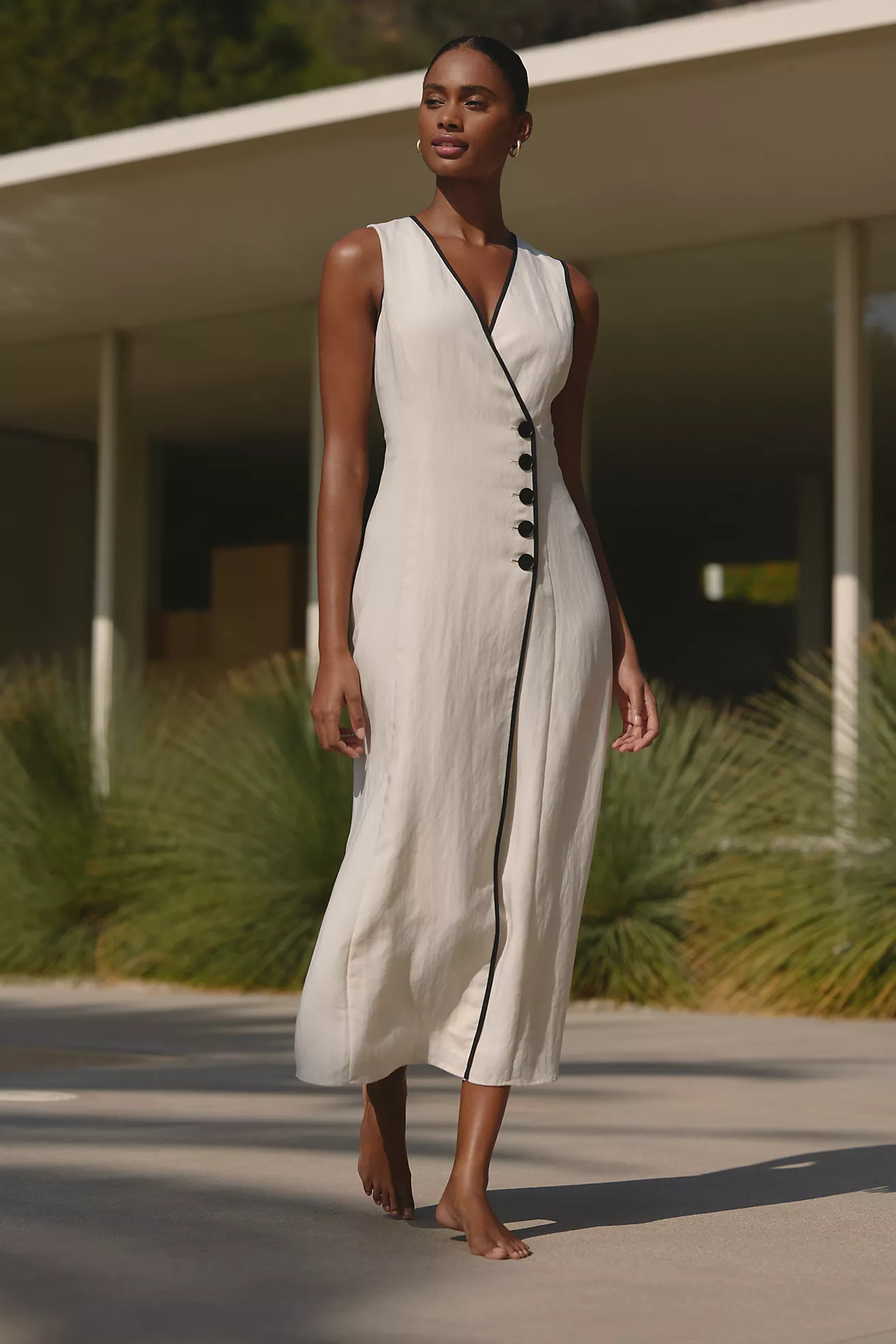 Mare Mare Sleeveless Linen Blend Wrap Midi Dress | Anthropologie (US)