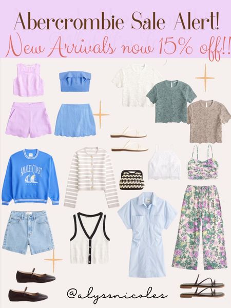 Abercrombie sale alert this weekend only! Shop new arrivals at sale prices 💓💓 I rounded up my top picks for casual and dressy spring/ summer looks with capsule wardrobe staples like button down vests, denim shorts, lace baby tees and more! For vacation looks I’m loving this floral patterned palazzo set, poplin button down dress in blue, and scallop tube top and skirt sets !

Abercrombie and fitch 
Pastel outfits
Graphic pullover 
Vacation styles 
Dad shorts 
Abercrombie jeans 

#LTKVideo #LTKstyletip #LTKsalealert