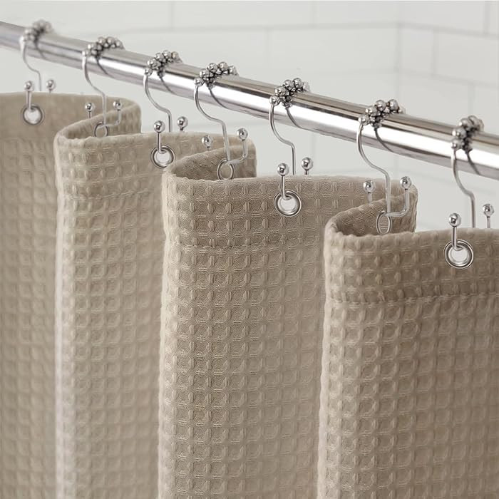Awellife Waffle Hotel Textured Beige Shower Curtains for Bathroom 230 GSM Heavy Duty Fabric Liner... | Amazon (US)