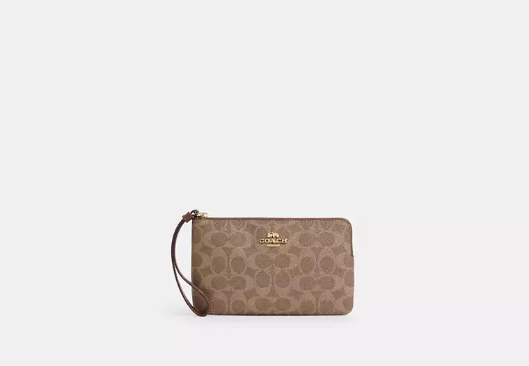 Large Corner Zip Wristlet In Signature Canvas | Coach Outlet US