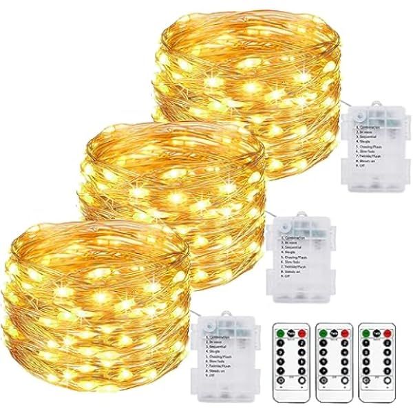 6 Pack Fairy Lights Battery Operated with Remote Control Timer, 26 FT 80 LED String Lights Outdoo... | Amazon (US)