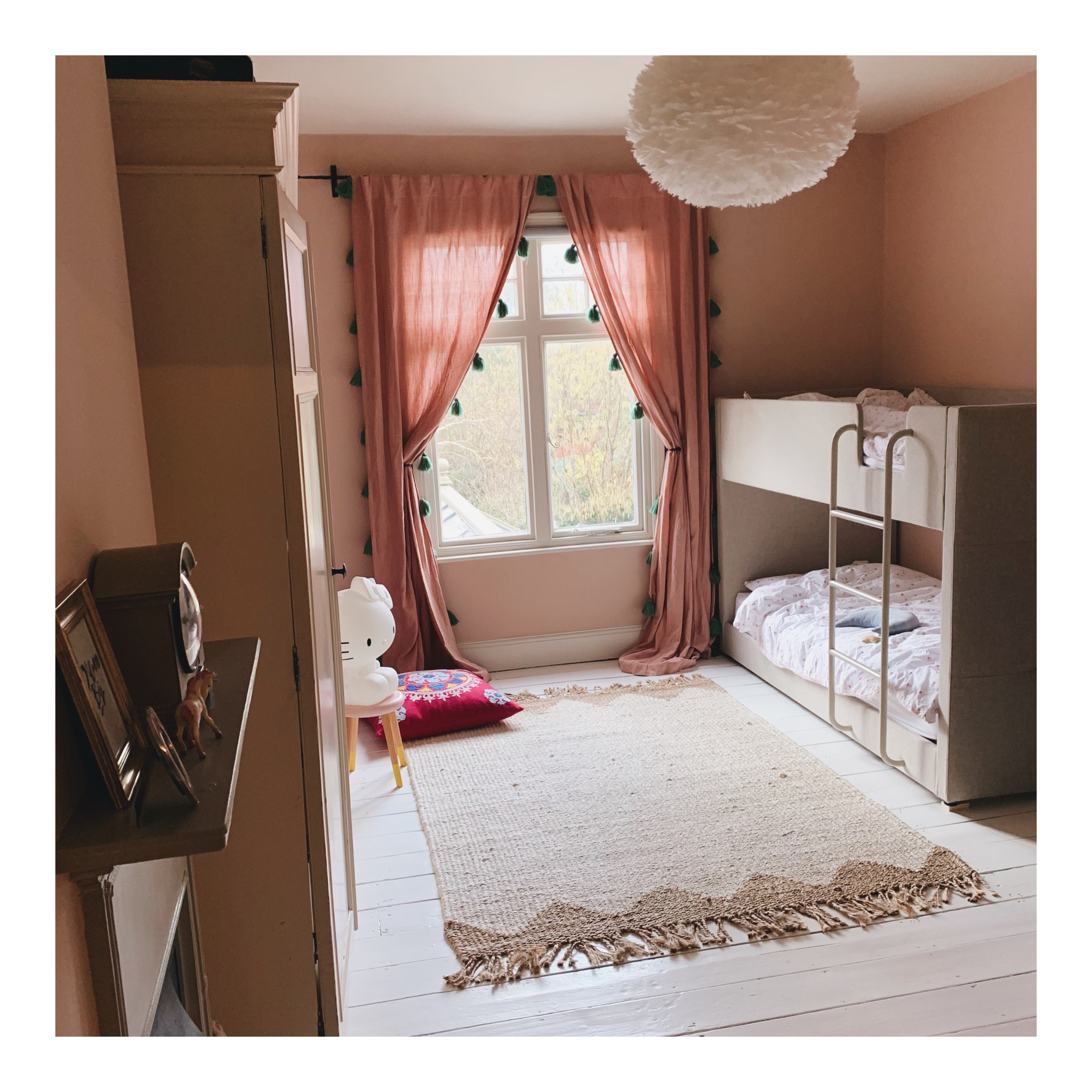 My daughters bedroom. Pink. But not too pink. The best bunk beds, a feather light, Miffy lamp and you really can’t beat Anthropologie’s Pom Pom curtains. 

#LTKhome #LTKkids #LTKfamily