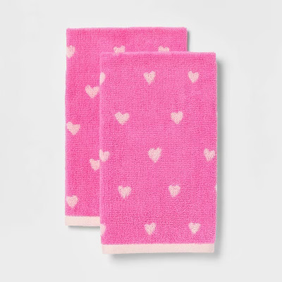 2pk Valentine's Day Mini Heart Dot Hand Towel Set - Room Essentials™ | Target