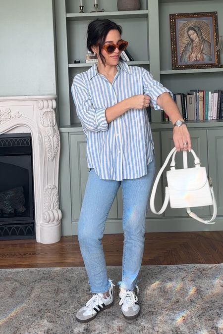 Super comfortable striped linen shirt. (Bump friendly 🤰🏽) $7 Amazon sunnies!

#pregnancystyle #springcapsule

#LTKstyletip #LTKfindsunder50 #LTKSeasonal