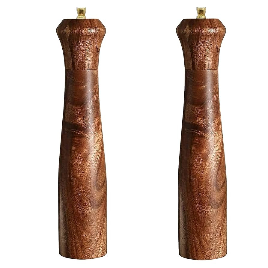 Wooden Salt and Pepper Grinder Set,Manual Salt and Pepper Mill,Acacia wood Salt Grinder Refillabl... | Amazon (US)
